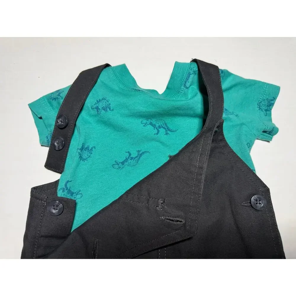 Baby Boy 6M Summer Outfit Lot Carter’s OshKosh Overalls Romper Dinosaur